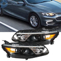 Halogen Headlights for Chevy Malibu (2016–2018) Black Housing Clear Lens