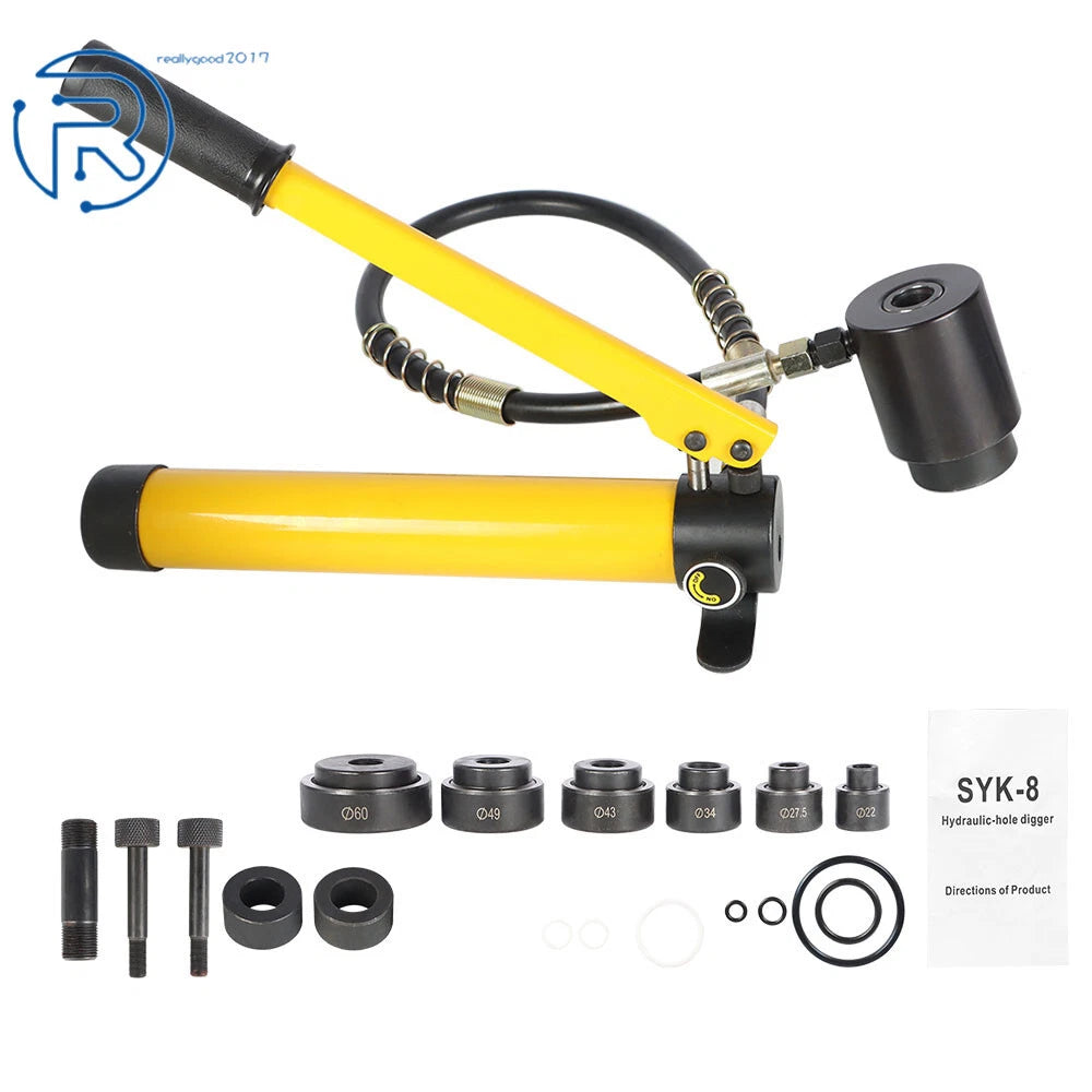 10 Ton Hydraulic Knockout Punch Driver Tool Kit with 6 Dies