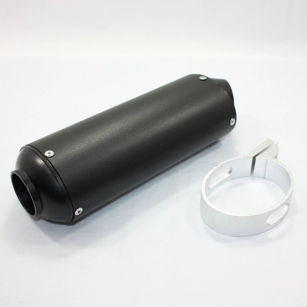 38mm Matt Black Alloy Exhaust Muffler + Clamp for PIT Trail Dirt Bike (125cc-150cc)