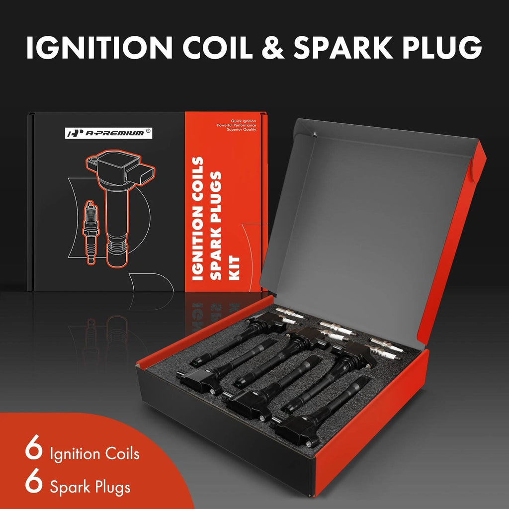 Set of 6 Ignition Coils & Spark Plugs for Nissan Altima Maxima (2007–2018)