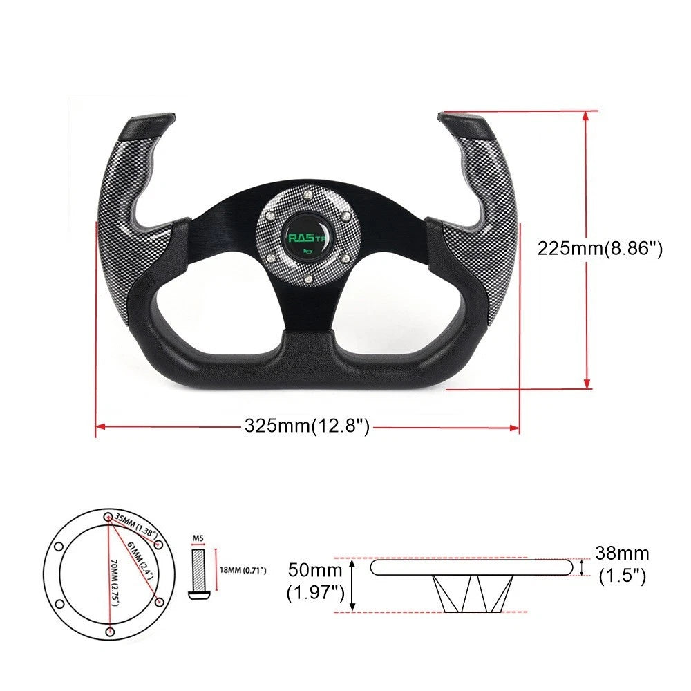 Universal 6 Hole 13" Drift Racing Steering Wheel with Horn Button