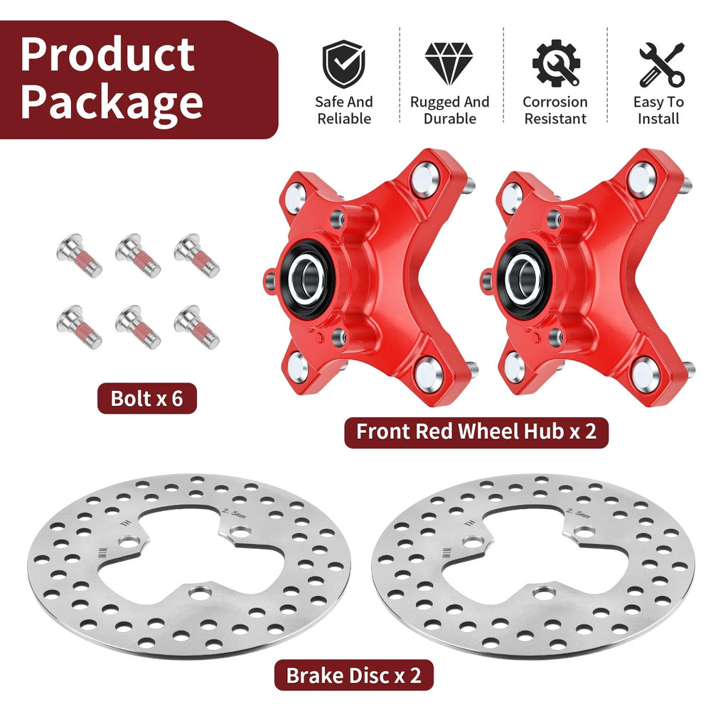 Set of 2 Wheel Hubs with Brake Discs for Honda TRX400X (2009–2014)