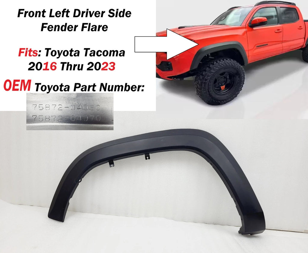 Front Left Fender Flare Wheel Arch Molding for Toyota Tacoma (2016–2023) 7587204070