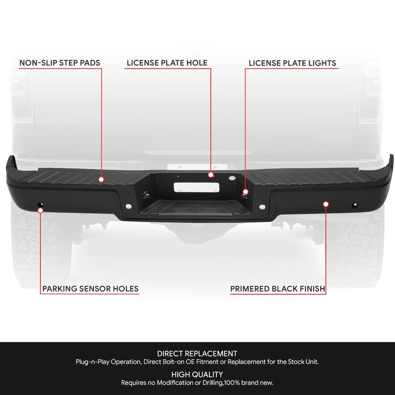 Rear Bumper Assembly for Ford F150 (2006–2008) w/Sensor Hole w/o Tow Package