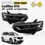 LED Projector Headlight Pair for Cadillac XT6 (2020–2025) W/Super Cruise