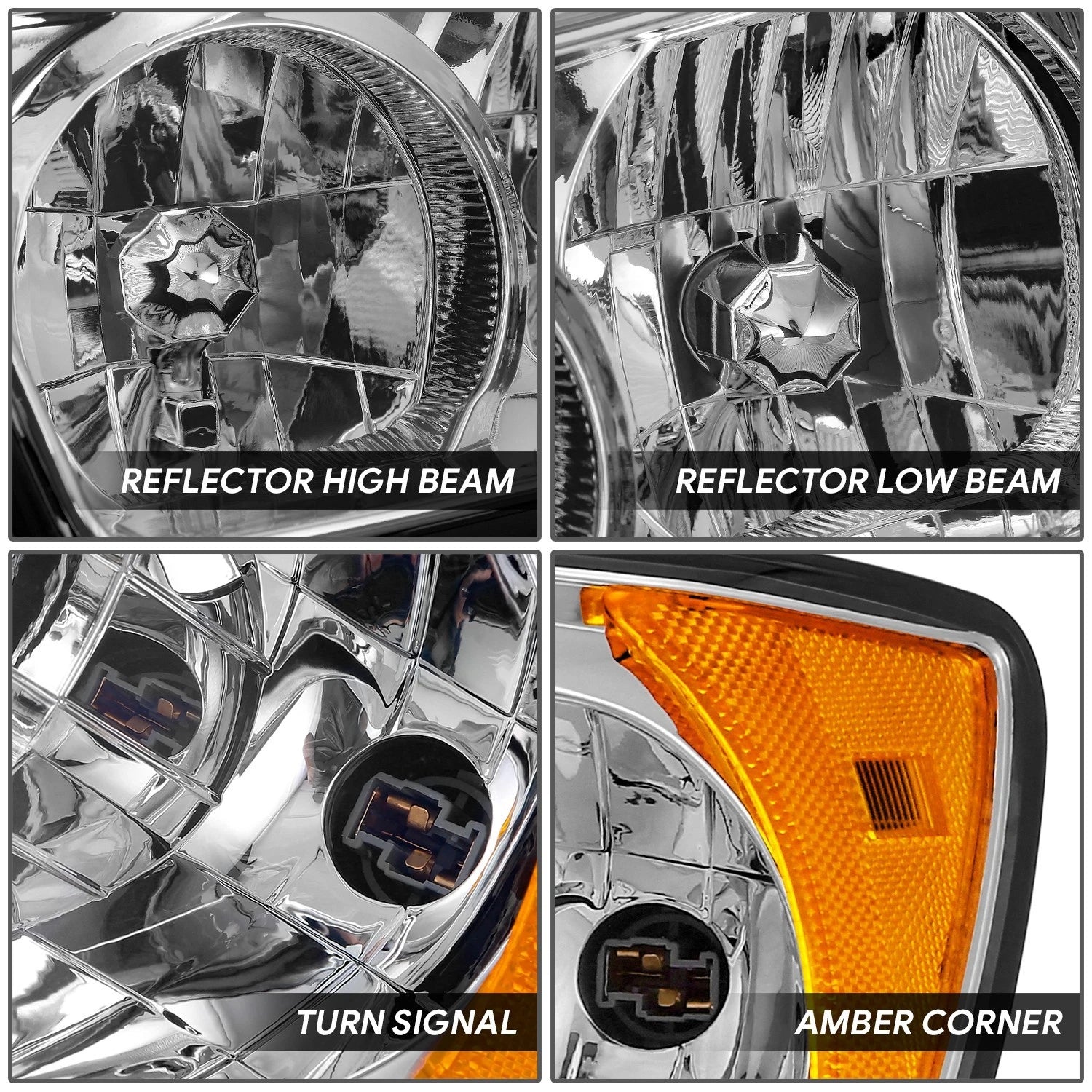 Driver Left Side Headlight for Subaru Forester (2006–2008) Chrome Amber