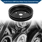 2X Double Groove Short Water Pump Crankshaft Pulley for Chevy SBC (1969–1986)