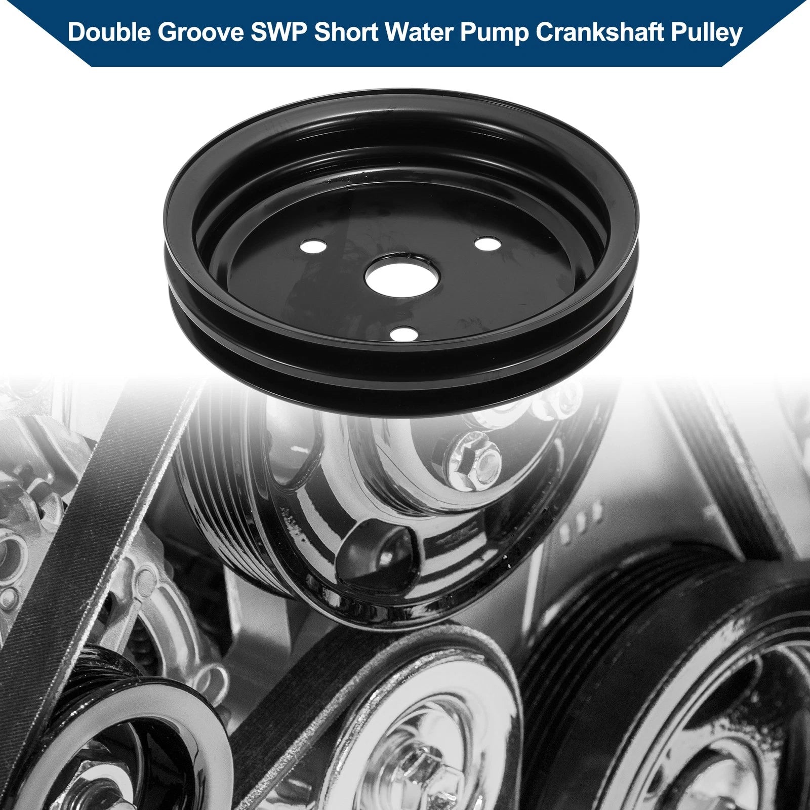 2X Double Groove Short Water Pump Crankshaft Pulley for Chevy SBC (1969–1986)