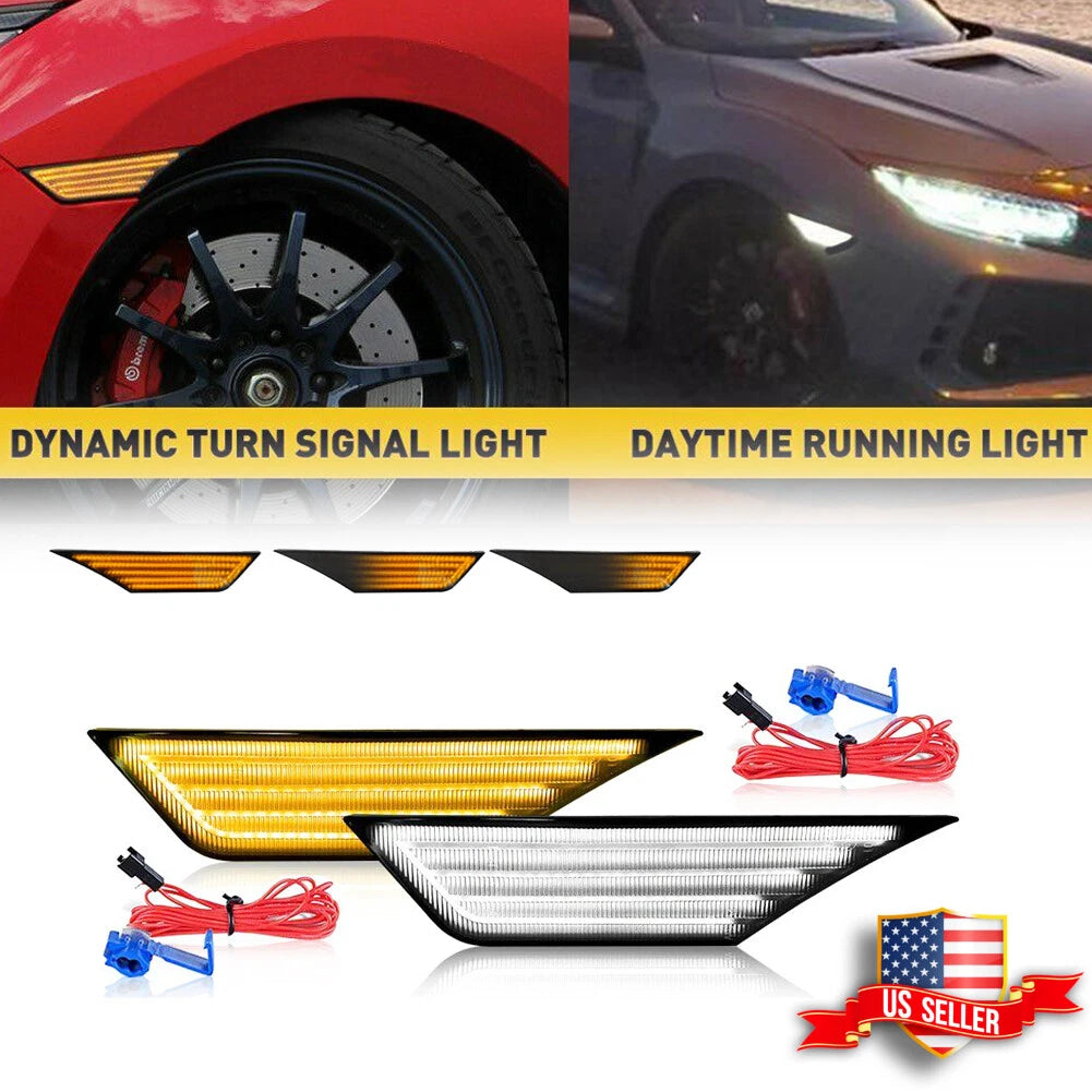 Switchback Sequential Turn Signal LED Side Marker Lights for Honda Civic (2016–2021)
