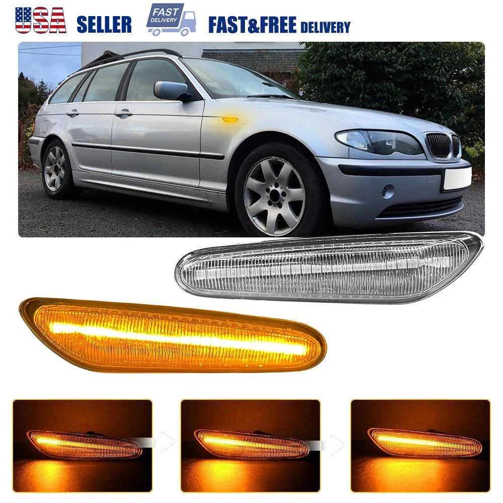 2X Dynamic LED Side Marker Signal Light for BMW E90 E91 E92 E60 E61 E82