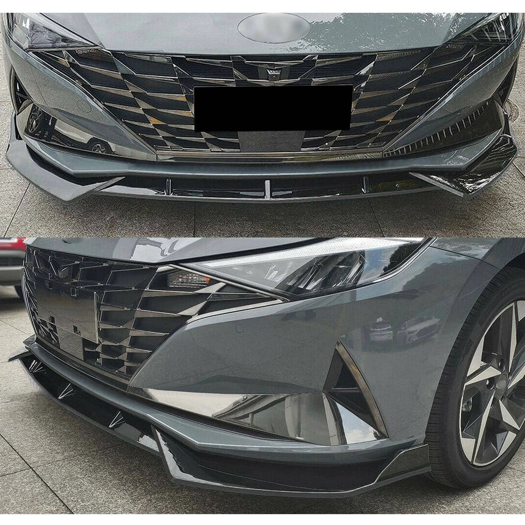 Gloss Black Front Bumper Lip Spoiler Body Kit for Hyundai Elantra (2021–2022)