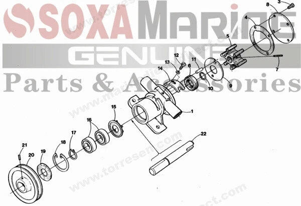 Water Pump Repair Kit for Onan MDKUB 5 6 7.5 9 (132-0336, 10-35211-5)