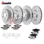 Set of 4 Drilled Slotted Disc Rotors & Brake Pads for Ford C-Max (2013–2018)