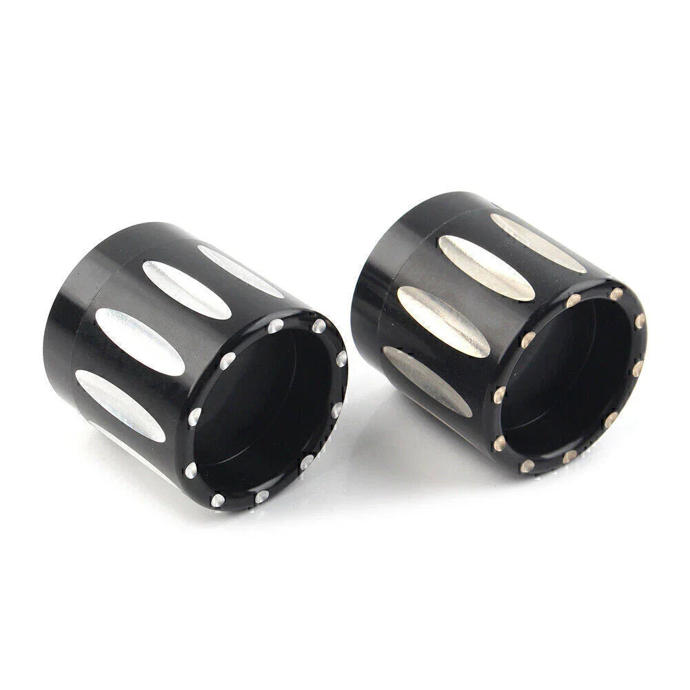 Black CNC Front Axle Nut Covers for Harley Touring Softail