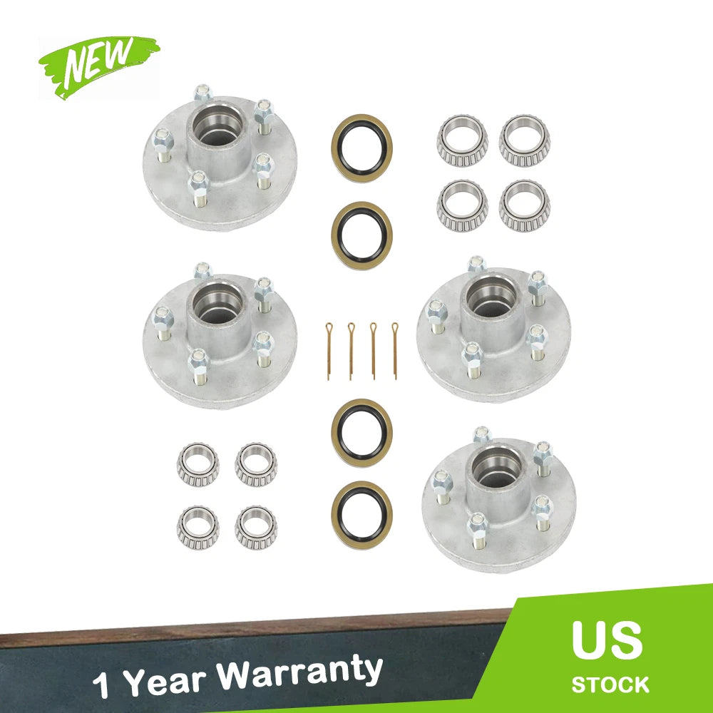 Set of 4 Galvanized Trailer Hub Kit for 3500 lbs (#84 Spindle)