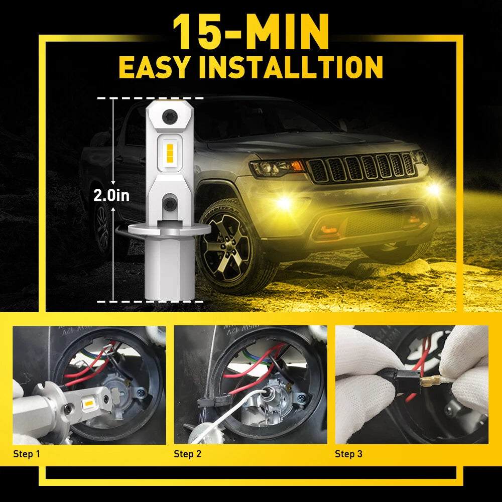 AUXITO H3 Fog Light Bulb for [Make Model]  - Ultra Golden Yellow LED