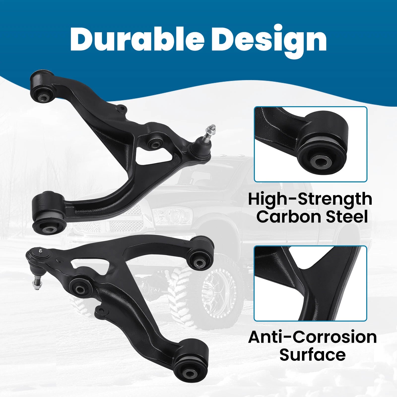 Set of 2 Front Upper Lower Control Arms for Dodge Ram 1500 (2009-2018)