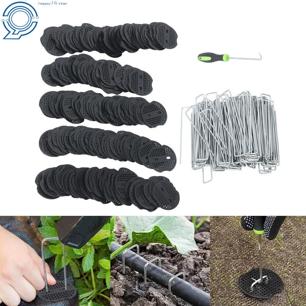 Set of 6 Galvanized Garden Stakes with Gasket Washer Caps for Landscape