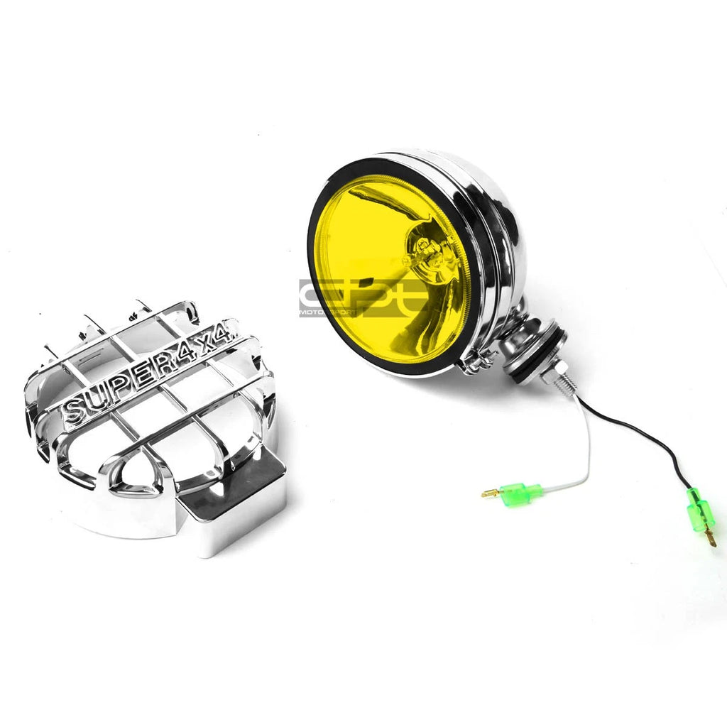 6" Round Bull Bar Fog Light Lamps for Universal Vehicles (Chrome, Yellow Lens)