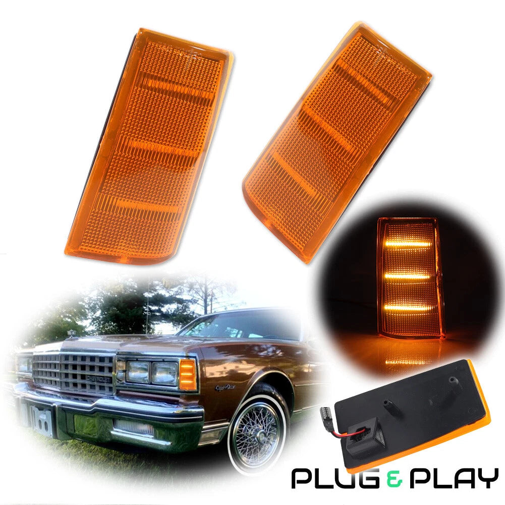 Set of 2 Yellow Amber Side Marker Lights for Pontiac Parisienne Bonneville Safari