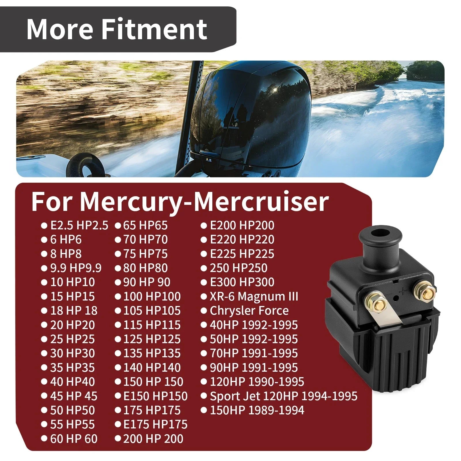 Ignition Coils 6-Pack for Mercury Outboard 25Hp Engine (1980–2006)