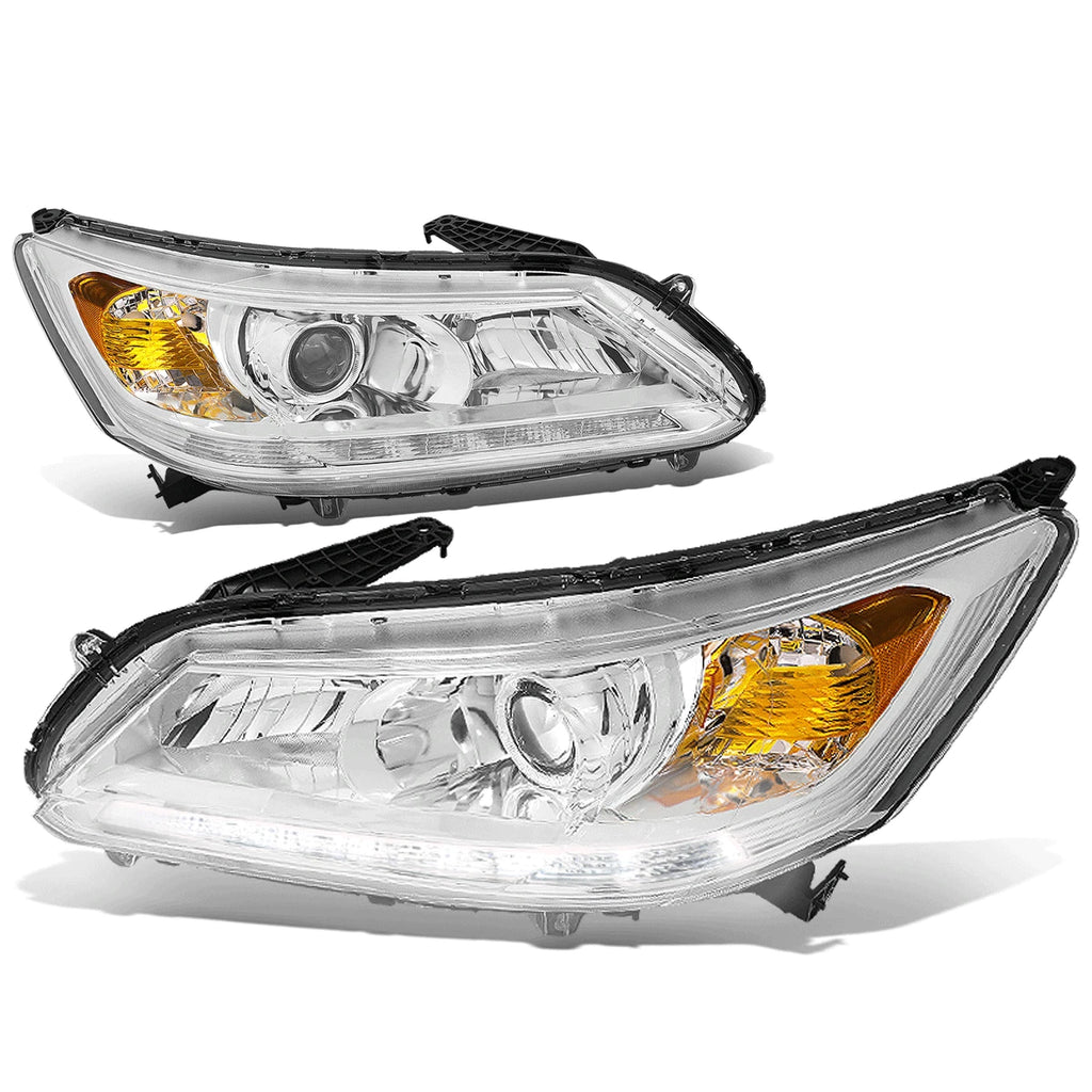 Chrome/Amber Corner Projector LED DRL Headlight Lamps for Honda Accord (2013–2015)