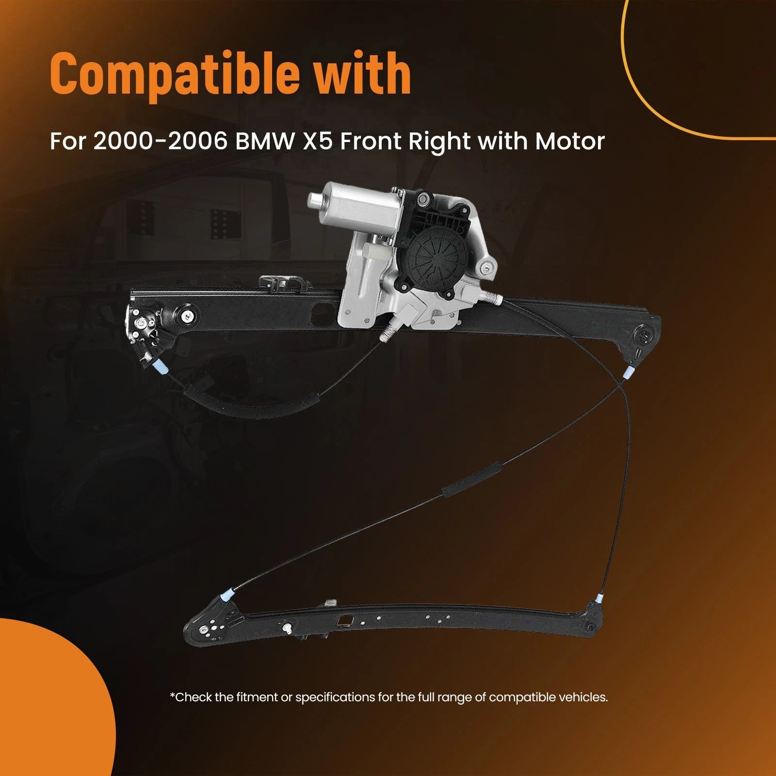 Front Right Power Window Regulator w/ Motor for BMW X5 (2000–2006) 741-489