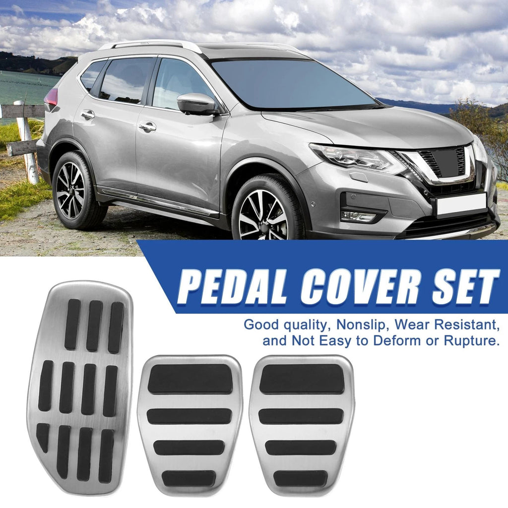 Clutch Brake Gas Accelerator Pedal Kit for Nissan (2014–2020) Silver Tone
