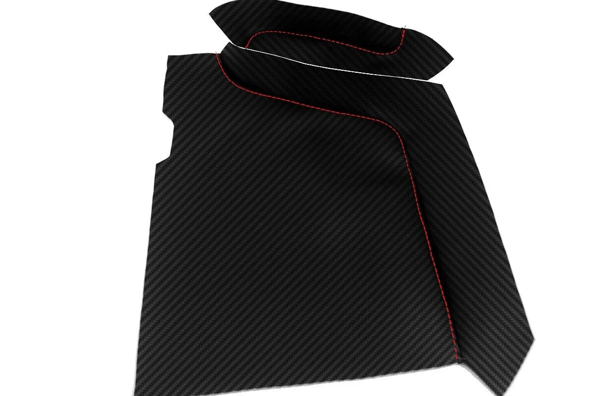 Console Lid Armrest Cover for Cadillac CTS (2015–2019) Carbon Fiber Red Stitch