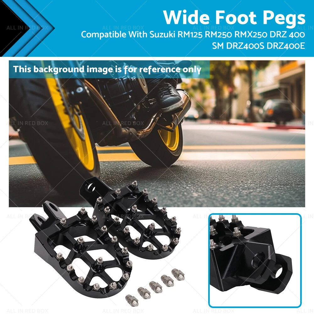 Wide Foot Pegs for Suzuki RM125 RM250 RMX250 DRZ400 SM DRZ400S DRZ400E