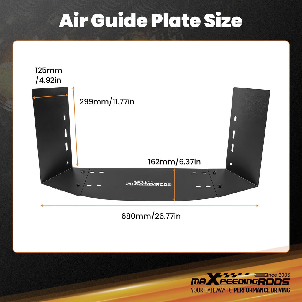 Universal Aluminum Intercooler Air Duct Shroud Kit Adjustable 600–300mm