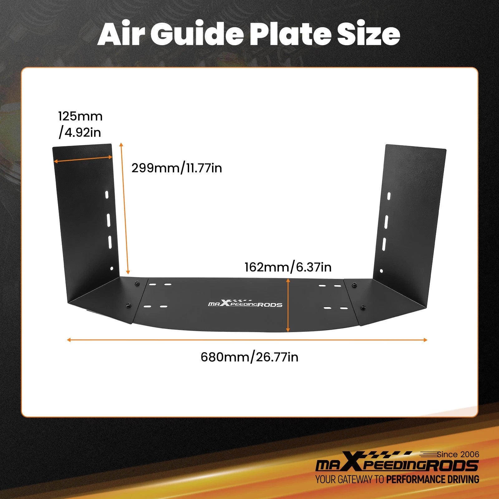 Universal Aluminum Intercooler Air Duct Shroud Kit Adjustable 600–300mm