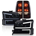 LED DRL Bumper Headlights + Smoke Tail Lights for Chevy Silverado (2003–2007)