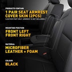2X Black Microfiber Leather Front Seat Armrest Cover for Nissan Armada (2005–2015)
