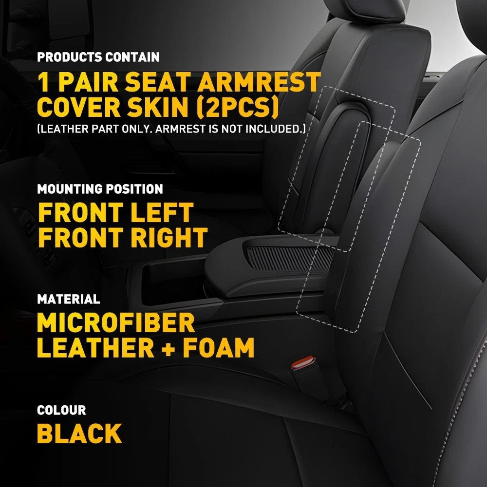 2X Black Microfiber Leather Front Seat Armrest Cover for Nissan Armada (2005–2015)