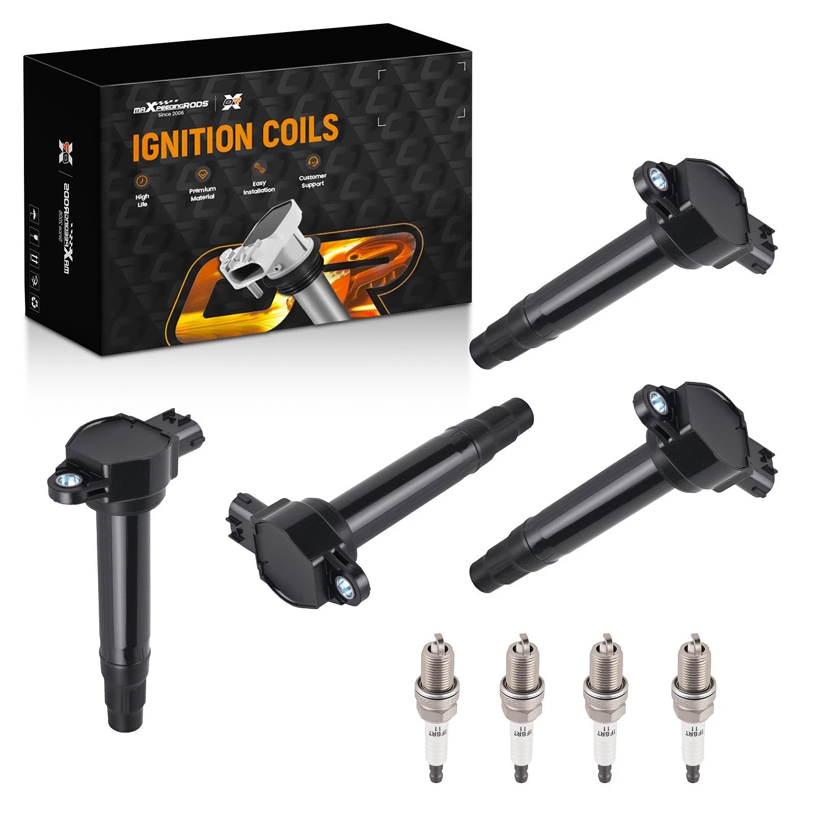 Set of 4 Ignition Coils & Spark Plugs for Mitsubishi RVR Lancer (2011–2015)