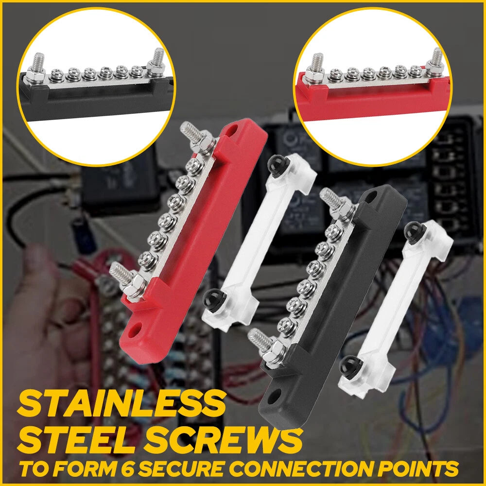 2X 12V Power Distribution Bus Bar Terminal Block for Auto Boat