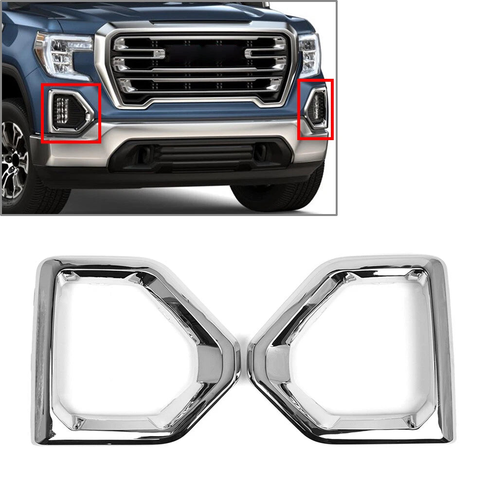 Pair Front Bumper Fog Light Lamp Outer Bezel Cover for GMC Sierra 1500 (2014–2018)