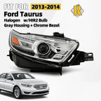 Halogen Headlight for Ford Taurus (2013–2014) HIR2 Bulb Right Chrome Bezel