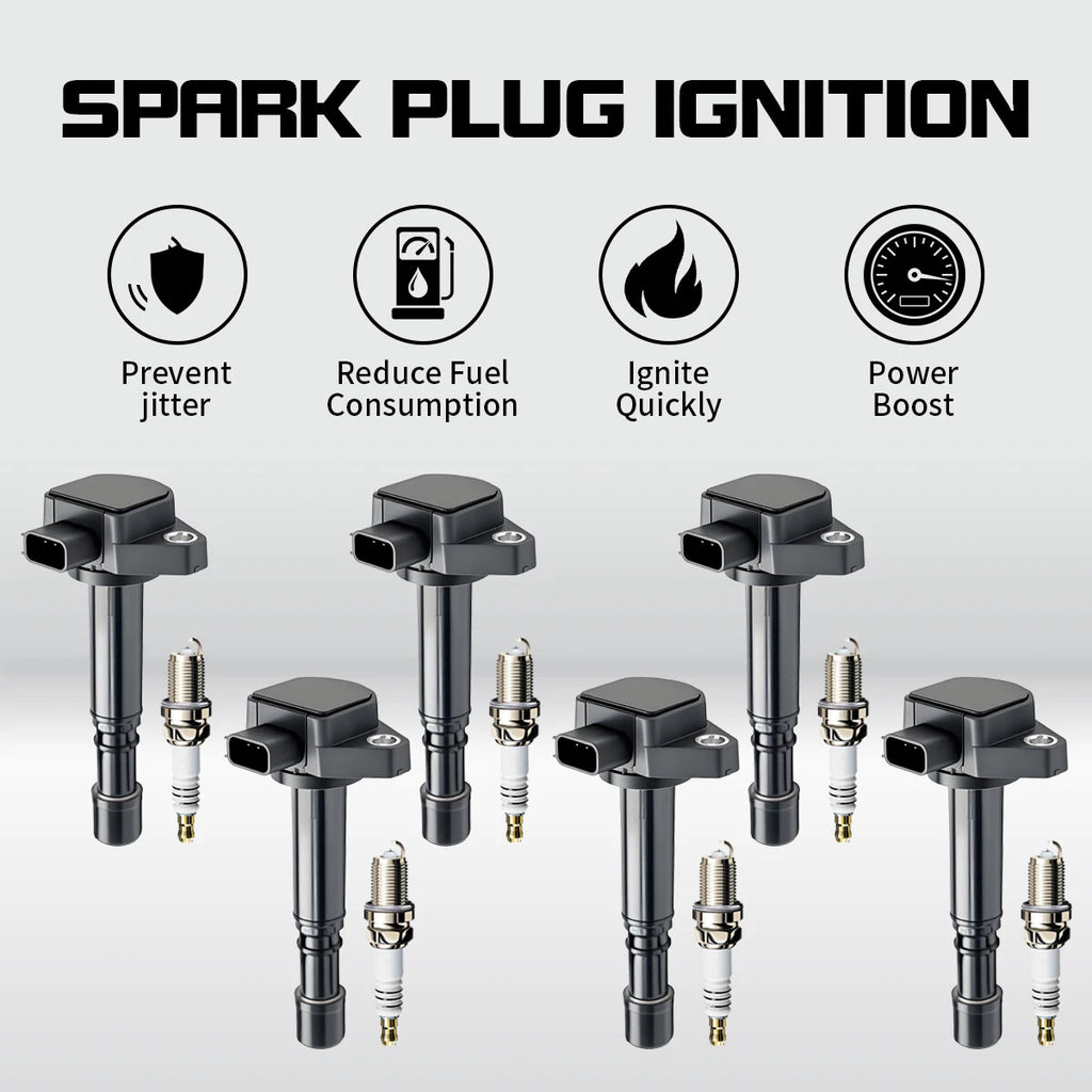 6X Ignition Coil & 6X Spark Plug for Honda Acura Saturn 3.2L 3.5L (2003–2008)