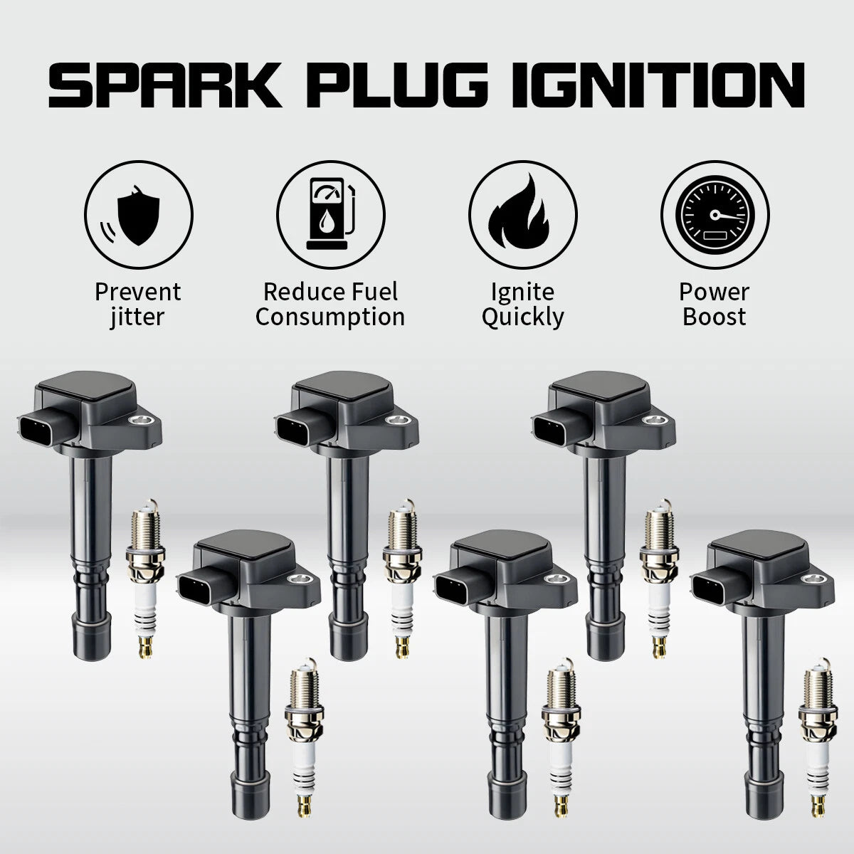 6X Ignition Coil & 6X Spark Plug for Honda Acura Saturn 3.2L 3.5L (2003–2008)