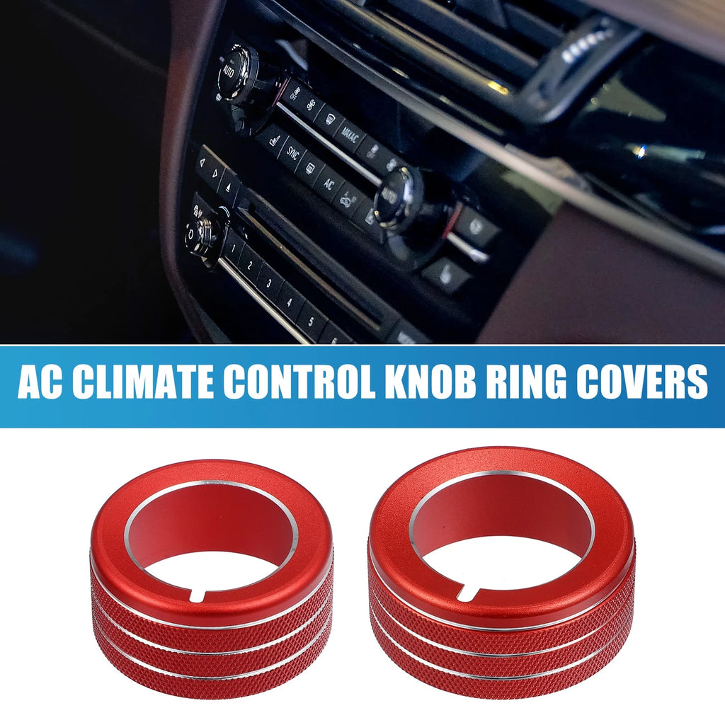 Set of 3 AC Button Ring Knob Cover Trim for Toyota 4Runner (2010–2020) Red