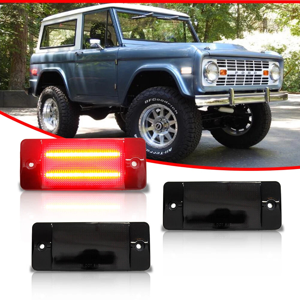 Smoked Red LED Rear Side Marker Lights for Ford Bronco, Pickup (1970–1977)