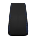 Console Lid Armrest Cover for Subaru Forester XT (2003–2008) Carbon Fiber Blue Stitch