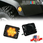 Dark Smoked Amber LED Front Side Marker Lights for Jeep Wrangler JK (2007–2018)