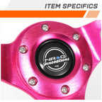 NRG RST-006S-FHA Steering Wheel for Universal Fit (350mm, Suede, Fuchsia Stitch)