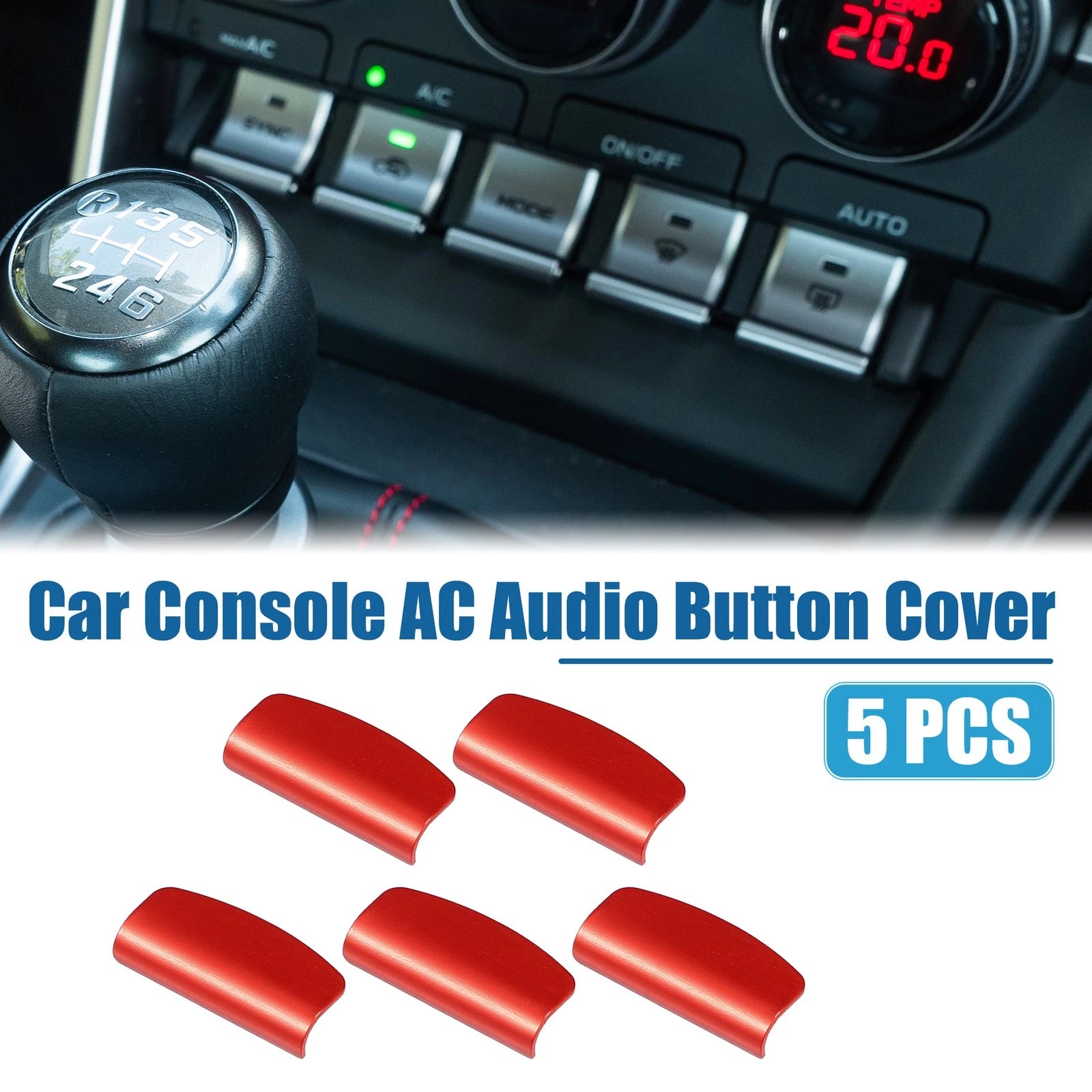 Set of 5 Console Multimedia Button Covers for Toyota GR86, Subaru BRZ Red
