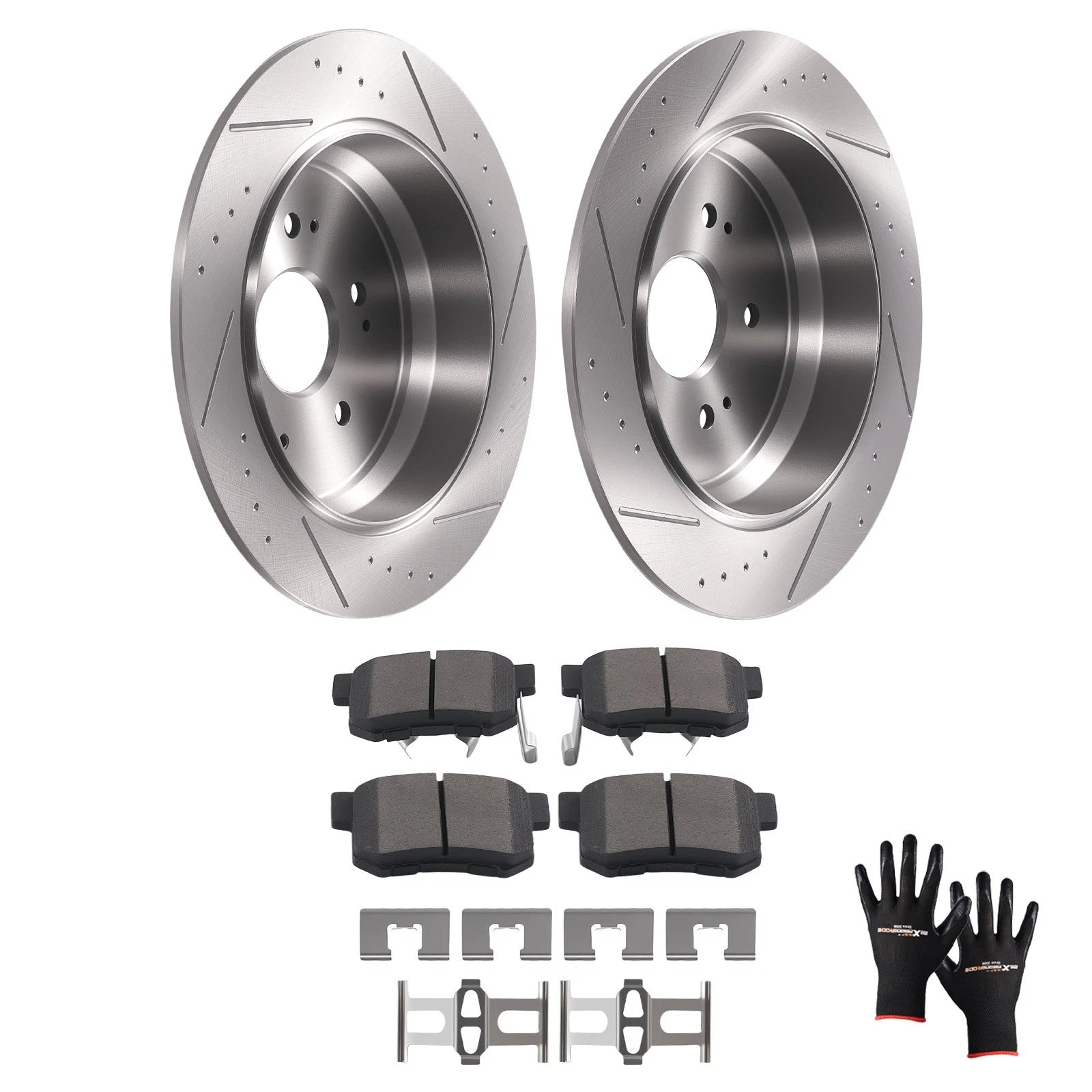 Set of 2 Rear Brake Rotors + Ceramic Brake Pads for Honda CR-V (2005–2016) / Acura RDX (2010–2018)