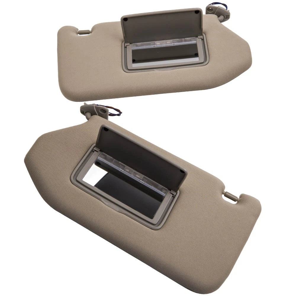 Pair Tan Sun Visors with Lamp for Nissan Pathfinder (2013–2018) & Infiniti QX60 (2014–2017)