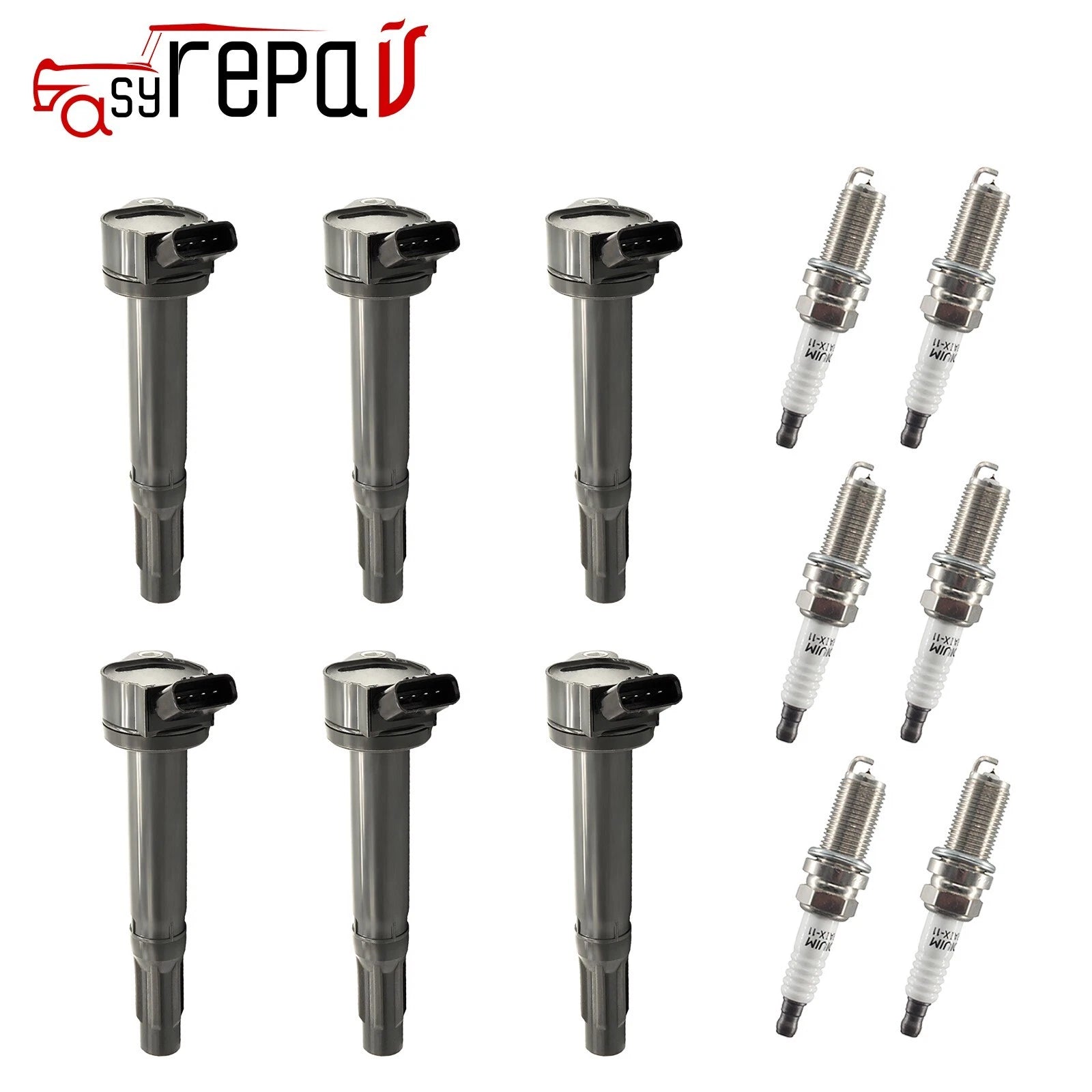 6PCS Ignition Coils & Spark Plugs for Toyota 3.3L 3.5L 4.0L V6 (2005–2019) UF487